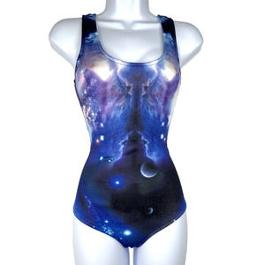 Juju & B Women's Sleeveless Bodysuit Size M Stars Space theme